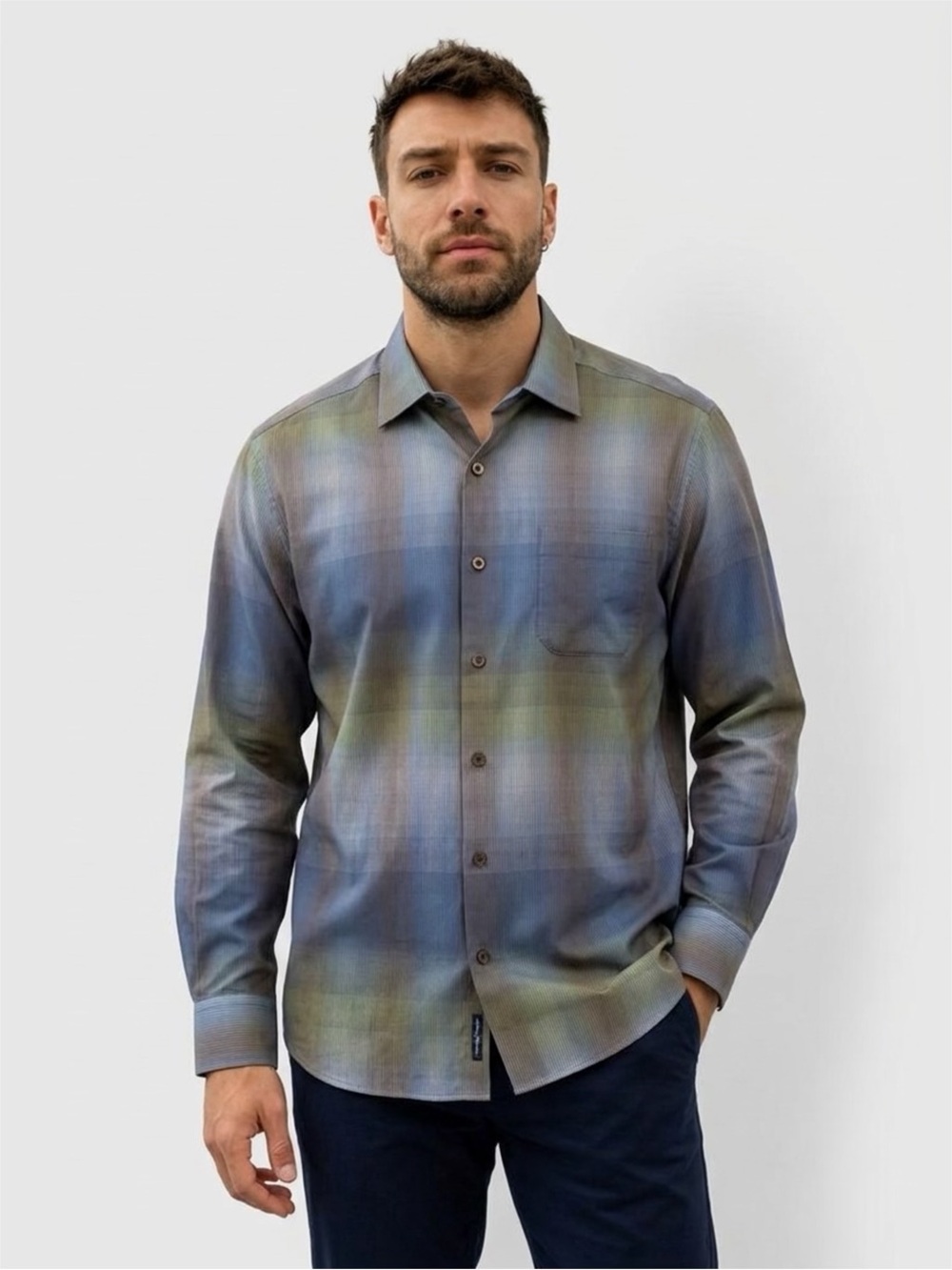 New w tags Tommy Bahama Blue Brown Gray Green Gradient Button-Down Shirt